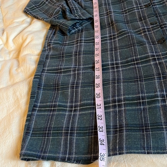 Passport Dark Green Windowpane Plaid Long Button-down Shirt Dress Size Med​​​​​ - Picture 5 of 11